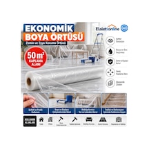 Ekonomik Hışır Boya Örtüsü 50 M² Şeffaf Naylon Zemin, Mobilya Ve Eşya Koruma Örtüsü - 937196447