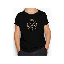 Zepplin Giyim Lebron James King logo Siyah Çocuk Tişört Siyah
