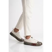 Beyaz Hakiki Deri Kroko Desenli Erkek Sneaker Çok Renkli