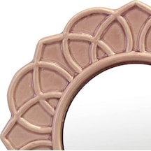 Dekoratif 9" Soluk Pembe Yuvarlak Çiçekli Seramik Vurgulu Duvar Aynası, Ekli Asma Halkalı Duvar Aynası, Oturma Odası, Yatak Odası, Banyo, Koridor Ve Giriş Yolu İçin Dekoratif Dekor Açık