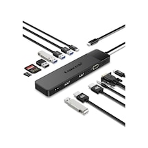 Lemorele Tc200, 13 İn 1 Type-c Hub Docking Çoklayıcı Çift Hdmı Vga Ethernet Rj45 100w Pd Şarj Usb Çoğaltıcı