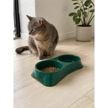 Hubrendy Sh İkili Model Beton Kedi Köpek Mama Ve Su Kabı 24cm 12cm 5cm - Yeşil