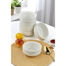 6'lı 12 Cm Porselen Kase Seti - Çorba, Meze, Sufle, Salata, Tatlı, Kahvaltılık Sunum Kasesi Beyaz