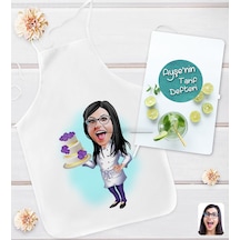 Bk Gift Kişiye Özel Karikatürlü Aşçı Anne Tasarımlı Mutfak Önlüğü Ve Yemek Tarif Defteri Hediye Seti-5, Anneye Hediye, Anneler Günü Hediyeleri