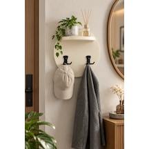 Sulorahome Krem Bej Yuvarlak Duvar Askılığı Ve Mini Raf Açık Bej