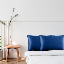 Gece Mavisi Lacivert Ipek Saten Yastık Kılıfı 50 X 70 2'Li
