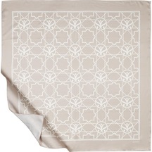İpekevi Twill İpek Eşarp - Seljuk Monogram - Açık Taş - Siyah