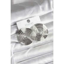 Pirinç Gümüş Renk Circle Model Kadın Küpe Çok Renkli