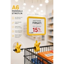 A6 Fiyatlık Mandallı Etiketlik Sepet Raf Askılık Fiyat Etiketi Çerçeveli Market Mağaza Sarı