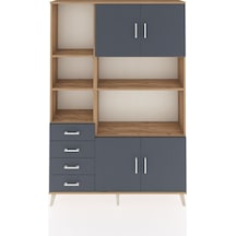Arges Dolap 8 Raflı 4 Çekmeceli 4 Kapaklı 132x30x195 Çam-antrasit/antrasit Antrasıt/antrasıt
