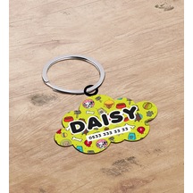 Bk Gift Evcil Dostlara Özel İsimli Bulut Şeklinde Ahşap Pet Tasma Künyesi - Model 6 Çok Renkli