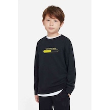 Tshirthane Loading Beer Baskılı Unisex Çocuk Siyah Sweatshirt Siyah