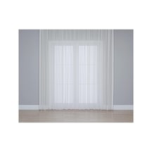 Gauze Fabric Design Folded Keten Plus Ekru Tül Perde 200 X 250 - Seyrek Pile 1 X 2 Çok Renkli