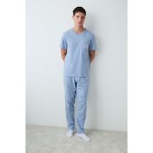 Penti Erkek Bird Mavi Pantolon Pijama Takımı Bl11