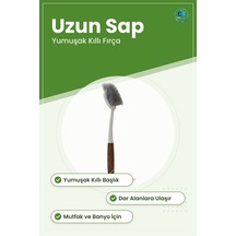 Lavabo Temizlik Fırçası Uzun Saplı Ahşap Desenli Tutamaklı Mutfak