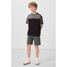 Tommylife Haki Pamuklu Yumuşak Dokulu Standart Fit Basic Erkek Çocuk Şort - 11289 Haki