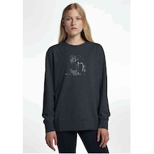 Linkin Park Baskılı Füme Antrasit Kadın Sweatshirt (534636636)