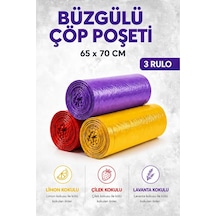 Büzgülü Çöp Poşeti Çilek Limon Lavanta Kokulu 65 70 Cm Büyük Boy 3 Rulo Çöp Torbası