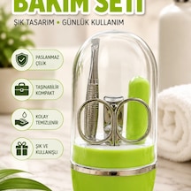 Yeşil Manikür Ve Pedikür Seti Cımbız, Makas, Tırnak Makası Ve Törpü