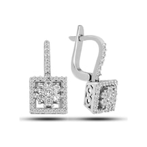 Gümüş Kare Zirkon Taşlı Kadın Küpe