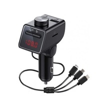 Q18s Çok Fonksiyonlu Araba Çift Usb Şarj Cihazı Mp3 Müzik Çalar Bluetooth Fm Verici İle 3'ü 1 Arada Kablo Siyah