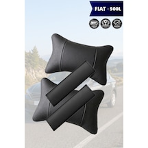 Fiat 500l Uyumlu Siyah Set Lüks Deri Yastık Deri Kemer Koruyucu