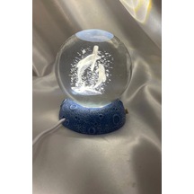 3d Led Işık Cam Küre Kristal Küre Fantezi Dekoru Gece Lambası Beyaz Mavi Polyester Altlı Aşk Yunus Kalp 7 Cm