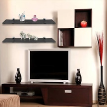 Raf Kitaplık Etejer Banyo Kitaplık Dekoratif Füme Cam 50X12Cm Füme
