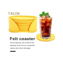Sarı 10 Adet Keçe Bardak Isı Yalıtımı Su Emici Anti-haşlanma Masa Koruma Kupası İçme Şişesi Anti-skid Placemats Sarı