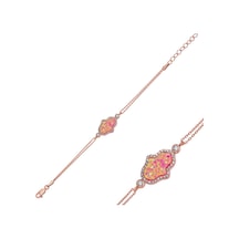 Gümüş Rose Pembe Opal Fatma Ana Eli Bileklik Gümüş Gümüş