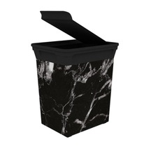 Dekoratif Çöp Kutusu Banyo Mutfak Çöp Kovası Marble Siyah 20lt