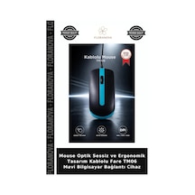 Mouse Optik Sessiz Ve Ergonomik Tasarım Kablolu Fare Tm06 Mavi Bilgisayar Bağlantı Cihaz