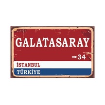 Galatasaray Yön Tabelası Retro Vintage Ahşap Poster - 306188939