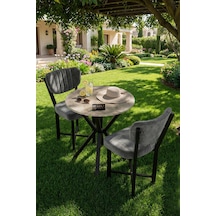 Mutfak Masası Yuvarlak 70 Çap Metal Ayak Yemek Masası Modern Balkon Bahçe Cafe Masa 9821 Traverten
