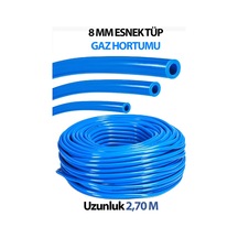 8 Mm Tüp Hortumu Yüksek Kaliteli Esnek Mavi 2,70 M Uzunluğunda 2 Adet Kelepçe Hediyemizdir