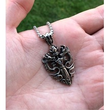 Viking Gotik Witchcraft Haç Vintage Ejder Kanatlı Zirkon Taş 316l