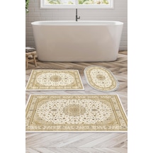 Eko Trend Djt 3 Lü Yıkanabilir Kaymaz Taban Banyo Paspas Seti P1360 Osmanli krem