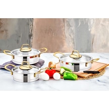 Evimsaray Luna 6 Parça Omlet Set Gold