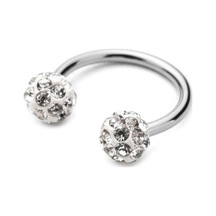 Halka Kristal Taşlı Piercing Çelik