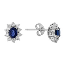 Sirius Pırlanta Ve Oval Safir Taşlı Anturaj Küpe  0817E0008