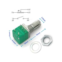 5 Pin 50kohm Potansiyometre B50k Anahtarlı Tırtıklı 15mm Döner Ayarlanabilir Direnç
