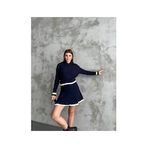 Asur Boutique Asur Butik Kadın Polo Yaka Etekli Standart Beden Takım Lacivert