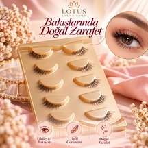 Gold Beauty 5 Çift Yarım Boy Kedi Gözü Efektli Doğal İpek Takma Kirpik Seti