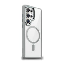 Zore Galaxy S25 Ultra Uyumlu Kılıf Magsafe Şarj Özellikli Ogaa Krom Magsafe Silikon Kapak-gri