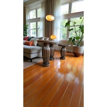 Ceviz Renkli Ahşap Mantar Sehpa Seti 3 Lü Zigon Sehpa Takımı