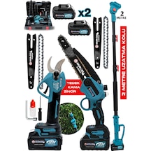 Mur-9106 Şarjlı Dal Budama Testere - Makas 3'lü Set Teleskobik Uzatma Kolu