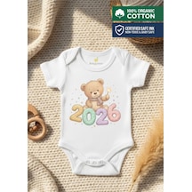 Babylimon Yılbaşı Bebek Zıbını, Ayıcık Desenli, %100 Organik Pamuk, Unisex Kısa Kollu Body, Yeni Yıl Hediyesi Beyaz - 800976292 Beyaz