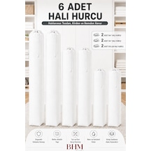 6 Adet Halı Hurcu Seti Büzgülü Halı Saklama Çantası Toz Ve Neme Karşı Koruyucu Beyaz