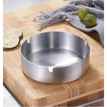 Paslanmaz Çelik Mat Açık Yuvarlak Model Küllük Dekoratif Kül Tablası 10 Cm Küllük Metal Metalik Yuva