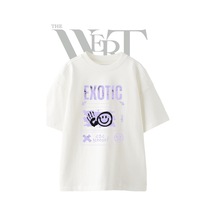 Thewert Grunge Smiley Handprint Tasarım Baskılı Ünisex Beyaz Oversize T-shirt
